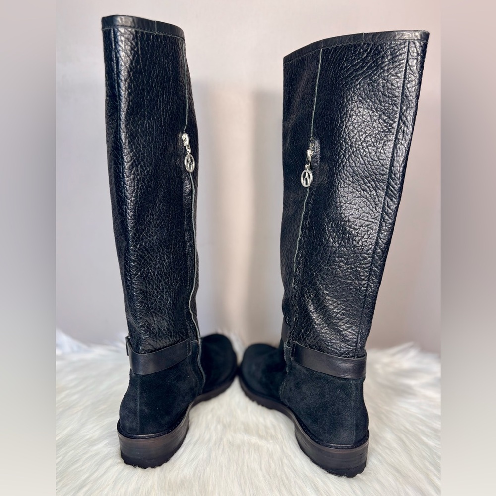 WISHBONE Leather & Suede Moto Boots - Picture 4 of 10